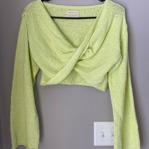 Urban Outfitters Cropped Woven Sweater. Lime Green. Never Worn